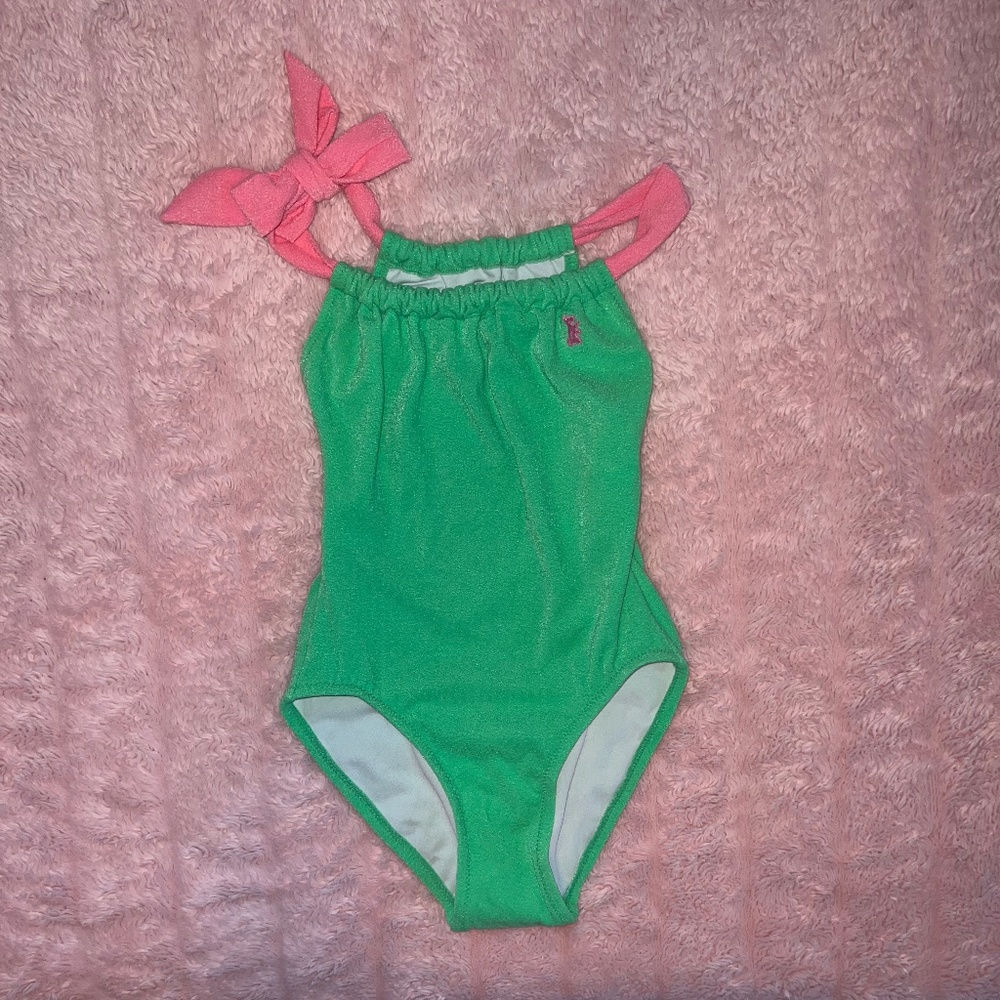 NWT JUICY COUTURE Nice Green Shirred Maillot One Piece Swimsuit Girls 14 Vintage